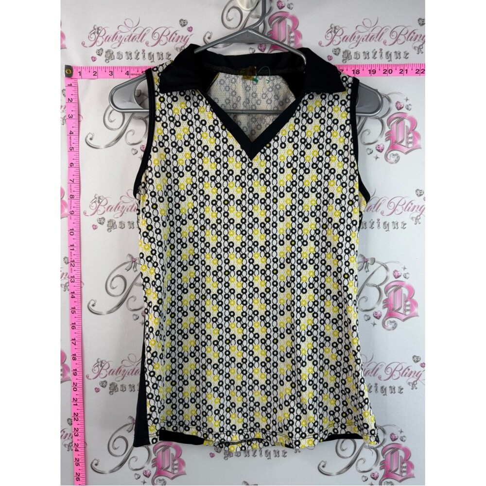 Swing tank top stretchy Sleeveless Patterned V-Neck Tank Top - Yellow/Black